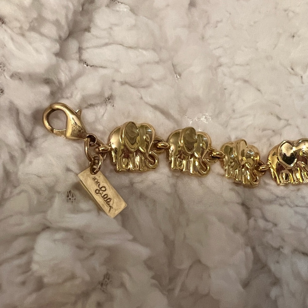 Lilly Pulitzer Gold Sculpted Elephant Bracelet EUC - Picture 4 of 7